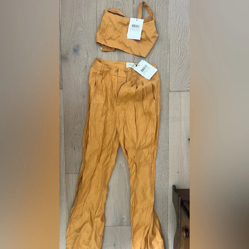 DISSH Rust Orange Linen Jumpsuit Set